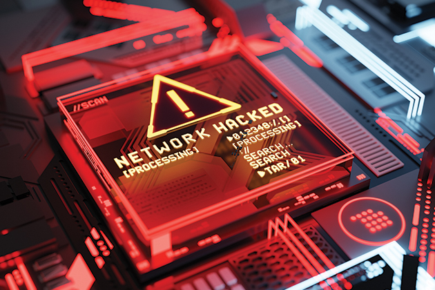 A computer chip inside a computer with the text